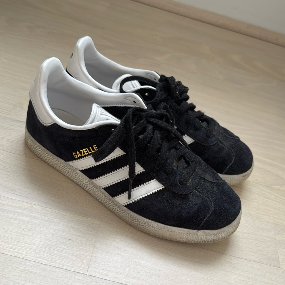adidas Gazelle Black and White Suede Sneakers